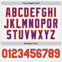 Load image into Gallery viewer, Custom White Purple Pinstripe Orange Authentic Baseball Jersey
