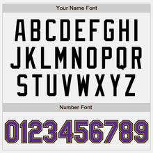 Load image into Gallery viewer, Custom White Purple Pinstripe Purple Old Gold-Black Authentic Baseball Jersey
