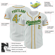 Load image into Gallery viewer, Custom White Kelly Green Pinstripe Old Gold Authentic Baseball Jersey
