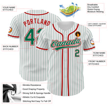 Load image into Gallery viewer, Custom White Kelly Green Pinstripe Kelly Green-Red Authentic Baseball Jersey
