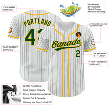 Load image into Gallery viewer, Custom White Green Pinstripe Green-Gold Authentic Baseball Jersey
