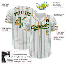 Load image into Gallery viewer, Custom White Green Pinstripe Old Gold Authentic Baseball Jersey

