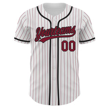 Load image into Gallery viewer, Custom White Crimson Pinstripe Crimson-Black Authentic Baseball Jersey
