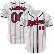 Load image into Gallery viewer, Custom White Crimson Pinstripe Crimson-Black Authentic Baseball Jersey
