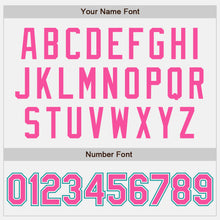 Load image into Gallery viewer, Custom White Teal Pinstripe Pink Authentic Baseball Jersey
