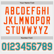 Load image into Gallery viewer, Custom White Teal Pinstripe Teal-Orange Authentic Baseball Jersey
