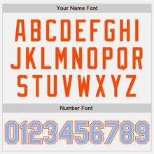 Load image into Gallery viewer, Custom White Light Blue Pinstripe Light Blue-Orange Authentic Baseball Jersey
