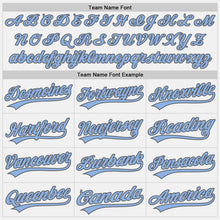 Load image into Gallery viewer, Custom White Light Blue Pinstripe Light Blue-Steel Gray Authentic Baseball Jersey
