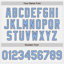 Load image into Gallery viewer, Custom White Light Blue Pinstripe Light Blue-Steel Gray Authentic Baseball Jersey
