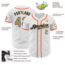 Load image into Gallery viewer, Custom White Old Gold Navy-Orange Authentic Baseball Jersey
