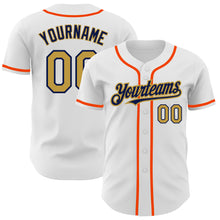 Load image into Gallery viewer, Custom White Old Gold Navy-Orange Authentic Baseball Jersey
