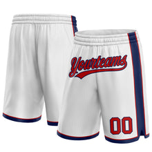 Load image into Gallery viewer, Custom White Red-Navy Authentic Basketball Shorts
