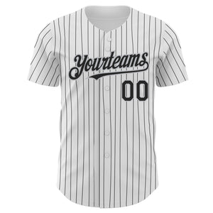 Custom White Black Pinstripe Gray Authentic Baseball Jersey