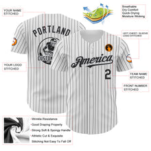 Load image into Gallery viewer, Custom White Black Pinstripe Gray Authentic Baseball Jersey
