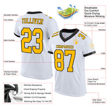 Load image into Gallery viewer, Custom White Gold-Black Mesh Authentic Football Jersey
