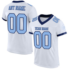 Load image into Gallery viewer, Custom White Light Blue-Navy Mesh Authentic Football Jersey
