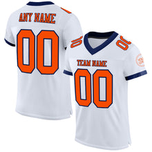 Load image into Gallery viewer, Custom White Orange-Navy Mesh Authentic Football Jersey
