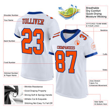 Load image into Gallery viewer, Custom White Orange-Royal Mesh Authentic Football Jersey
