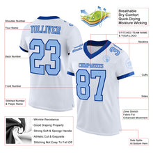 Load image into Gallery viewer, Custom White Light Blue-Royal Mesh Authentic Football Jersey
