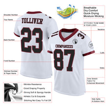 Load image into Gallery viewer, Custom White Black-Burgundy Mesh Authentic Football Jersey
