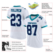 Load image into Gallery viewer, Custom White Navy Gray-Teal Mesh Authentic Football Jersey
