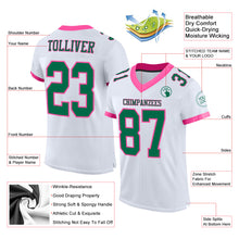 Load image into Gallery viewer, Custom White Kelly Green-Pink Mesh Authentic Football Jersey
