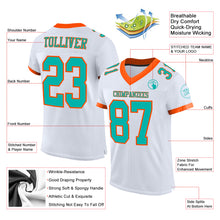 Load image into Gallery viewer, Custom White Aqua-Orange Mesh Authentic Football Jersey
