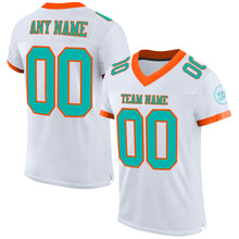 Load image into Gallery viewer, Custom White Aqua-Orange Mesh Authentic Football Jersey
