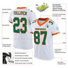 Load image into Gallery viewer, Custom White Kelly Green-Orange Mesh Authentic Football Jersey
