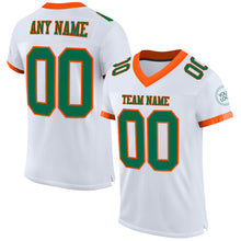 Load image into Gallery viewer, Custom White Kelly Green-Orange Mesh Authentic Football Jersey
