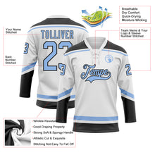 Load image into Gallery viewer, Custom White Light Blue-Black Hockey Lace Neck Jersey
