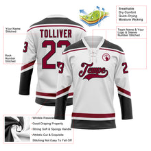 Load image into Gallery viewer, Custom White Maroon-Black Hockey Lace Neck Jersey
