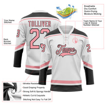 Load image into Gallery viewer, Custom White Medium Pink-Black Hockey Lace Neck Jersey
