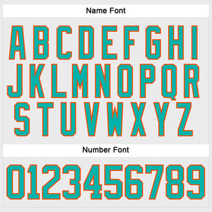 Custom White Aqua-Orange Hockey Lace Neck Jersey