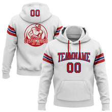 Load image into Gallery viewer, Custom Stitched White Red-Royal Football Pullover Sweatshirt Hoodie
