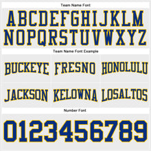 Load image into Gallery viewer, Custom Stitched White Royal-Yellow Football Pullover Sweatshirt Hoodie
