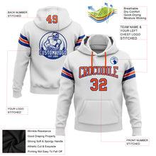 Load image into Gallery viewer, Custom Stitched White Orange-Royal Football Pullover Sweatshirt Hoodie
