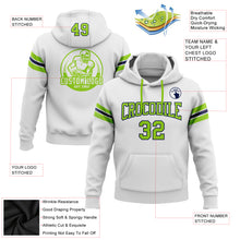 Load image into Gallery viewer, Custom Stitched White Neon Green-Navy Football Pullover Sweatshirt Hoodie
