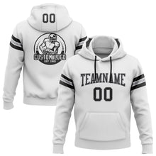 Load image into Gallery viewer, Custom Stitched White Black-Gray Football Pullover Sweatshirt Hoodie
