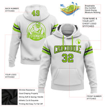Load image into Gallery viewer, Custom Stitched White Neon Green-Black Football Pullover Sweatshirt Hoodie
