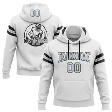 Load image into Gallery viewer, Custom Stitched White Silver-Black Football Pullover Sweatshirt Hoodie
