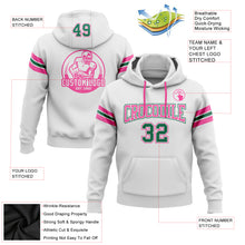 Load image into Gallery viewer, Custom Stitched White Kelly Green-Pink Football Pullover Sweatshirt Hoodie
