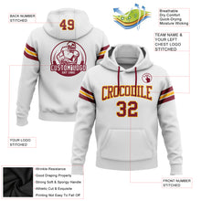 Load image into Gallery viewer, Custom Stitched White Crimson-Gold Football Pullover Sweatshirt Hoodie

