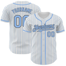 Load image into Gallery viewer, Custom White Light Blue Pinstripe Steel Gray Authentic Baseball Jersey
