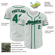 Load image into Gallery viewer, Custom White Kelly Green Pinstripe Black Authentic Baseball Jersey
