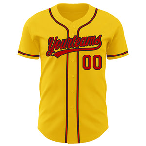 Custom Yellow Red-Black Authentic Baseball Jersey