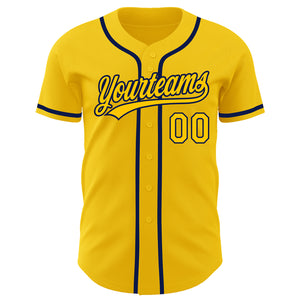 Custom Yellow Navy Authentic Baseball Jersey