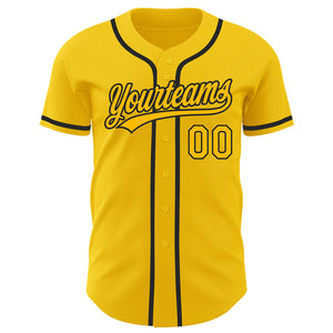 Custom Yellow Gold-Black Authentic Baseball Jersey