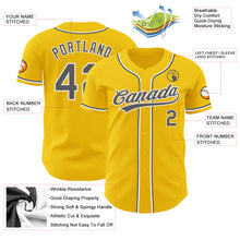 Load image into Gallery viewer, Custom Yellow Steel Gray-White Authentic Baseball Jersey
