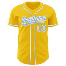 Load image into Gallery viewer, Custom Yellow Light Blue-White Authentic Baseball Jersey
